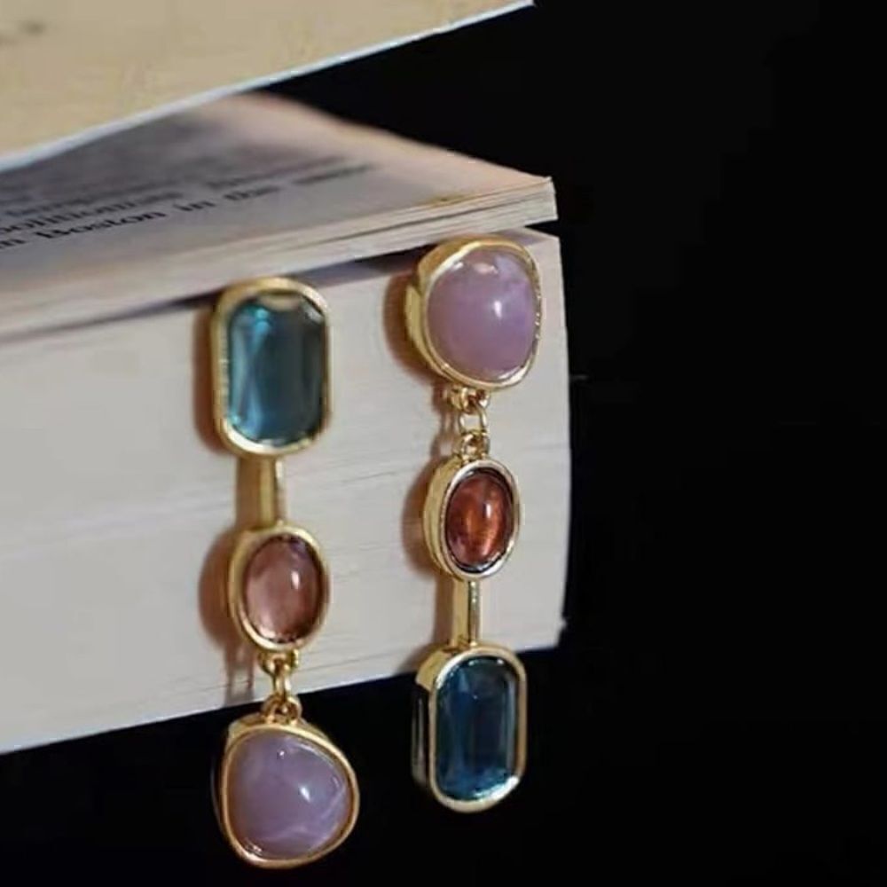 ‎Earrings Womens gemstones asymmetrical drop Fashion jewelry